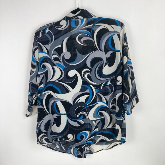 c.b. collections Black Blue Patterned Blouse 1X - Picture 11 of 13